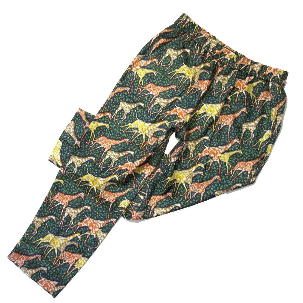 NWT J.Crew Pull-on Silk Twill in Spiced Saffron Giraffes Ankle Pants 6 $148